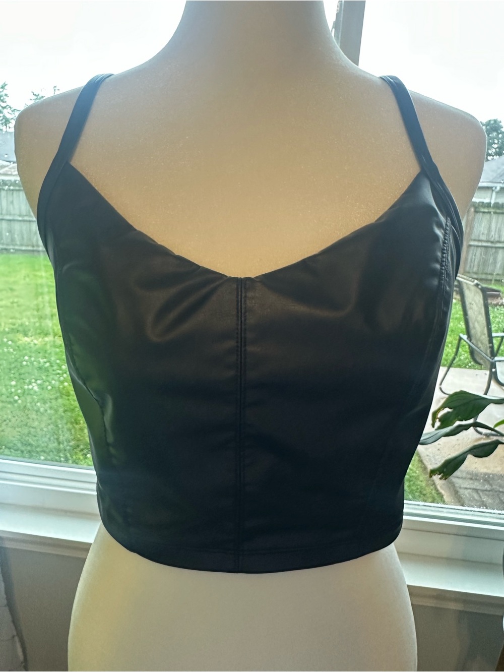 Black Faux Leather Crop Cami Top - Stylish Everyday Layering